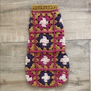 Dog sweater XS long Handmade Crochet Purple Pink Dachshund Chihuahua